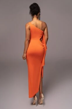 Tangerine Out Of Mind One Shoulder Dress -Jluxlabel Dress Shop PRODUCT JUL112023 NEWARRIVALS 112