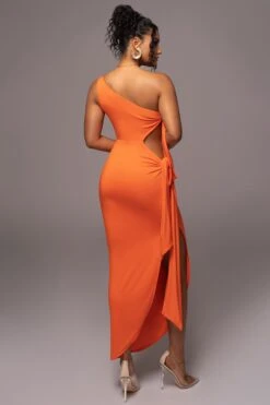 Tangerine Out Of Mind One Shoulder Dress -Jluxlabel Dress Shop PRODUCT JUL112023 NEWARRIVALS 113