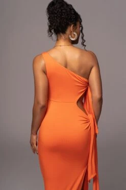 Tangerine Out Of Mind One Shoulder Dress -Jluxlabel Dress Shop PRODUCT JUL112023 NEWARRIVALS 114