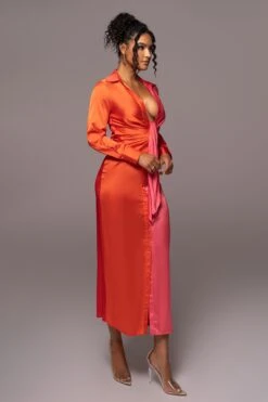 Pink Color Block Satin Midi Dress 23 Pink Color Block Satin Midi Dress -Jluxlabel Dress Shop PRODUCT JUL112023 NEWARRIVALS 145