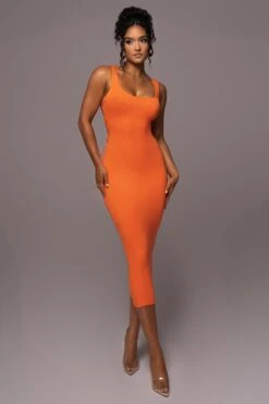 Tangerine Late Nights Midi Dress -Jluxlabel Dress Shop PRODUCT JUL112023 NEWARRIVALS 19