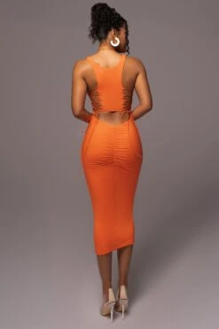 Tangerine Late Nights Midi Dress -Jluxlabel Dress Shop PRODUCT JUL112023 NEWARRIVALS 23