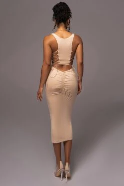 Tan Late Nights Midi Dress 21 Tan Late Nights Midi Dress -Jluxlabel Dress Shop PRODUCT JUL112023 NEWARRIVALS 34