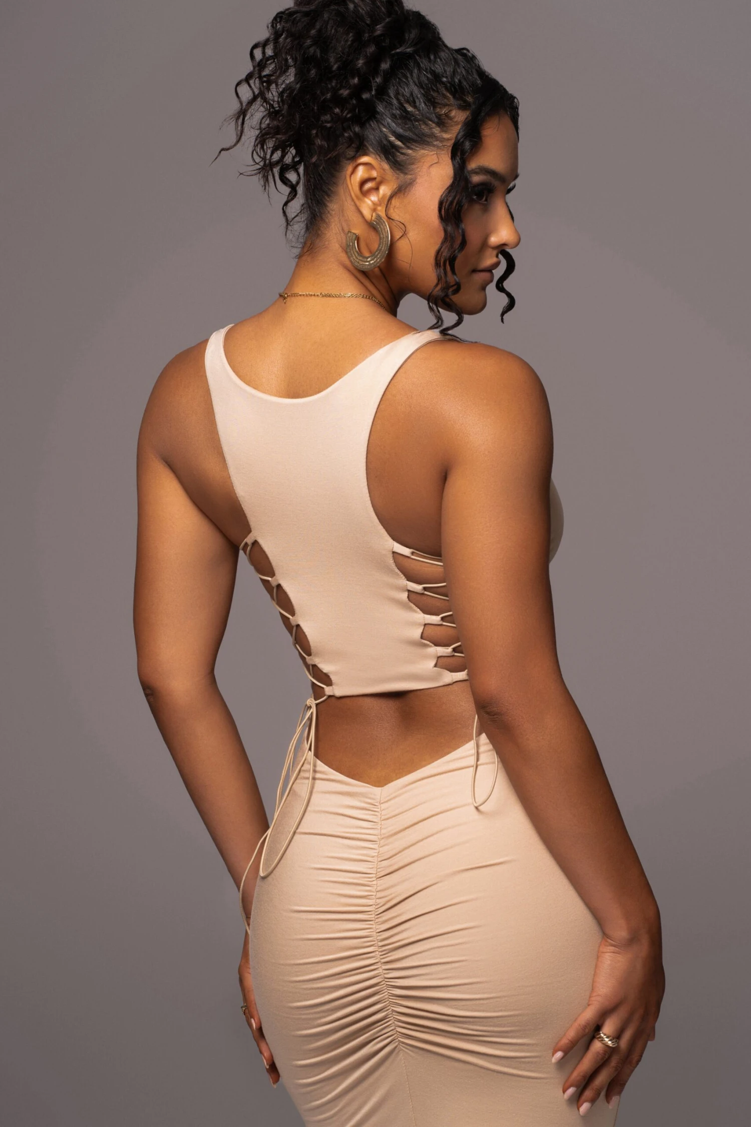 Tan Late Nights Midi Dress 4 Tan Late Nights Midi Dress - Image 2