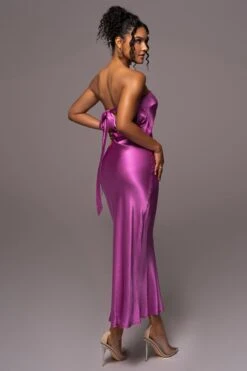 Purple Irina Satin Strapless Maxi Dress -Jluxlabel Dress Shop PRODUCT JUL112023 NEWARRIVALS 5