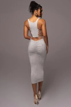 Grey Late Nights Midi Dress -Jluxlabel Dress Shop PRODUCT JUL112023 NEWARRIVALS 53