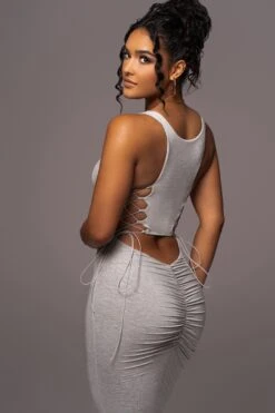 Grey Late Nights Midi Dress -Jluxlabel Dress Shop PRODUCT JUL112023 NEWARRIVALS 56