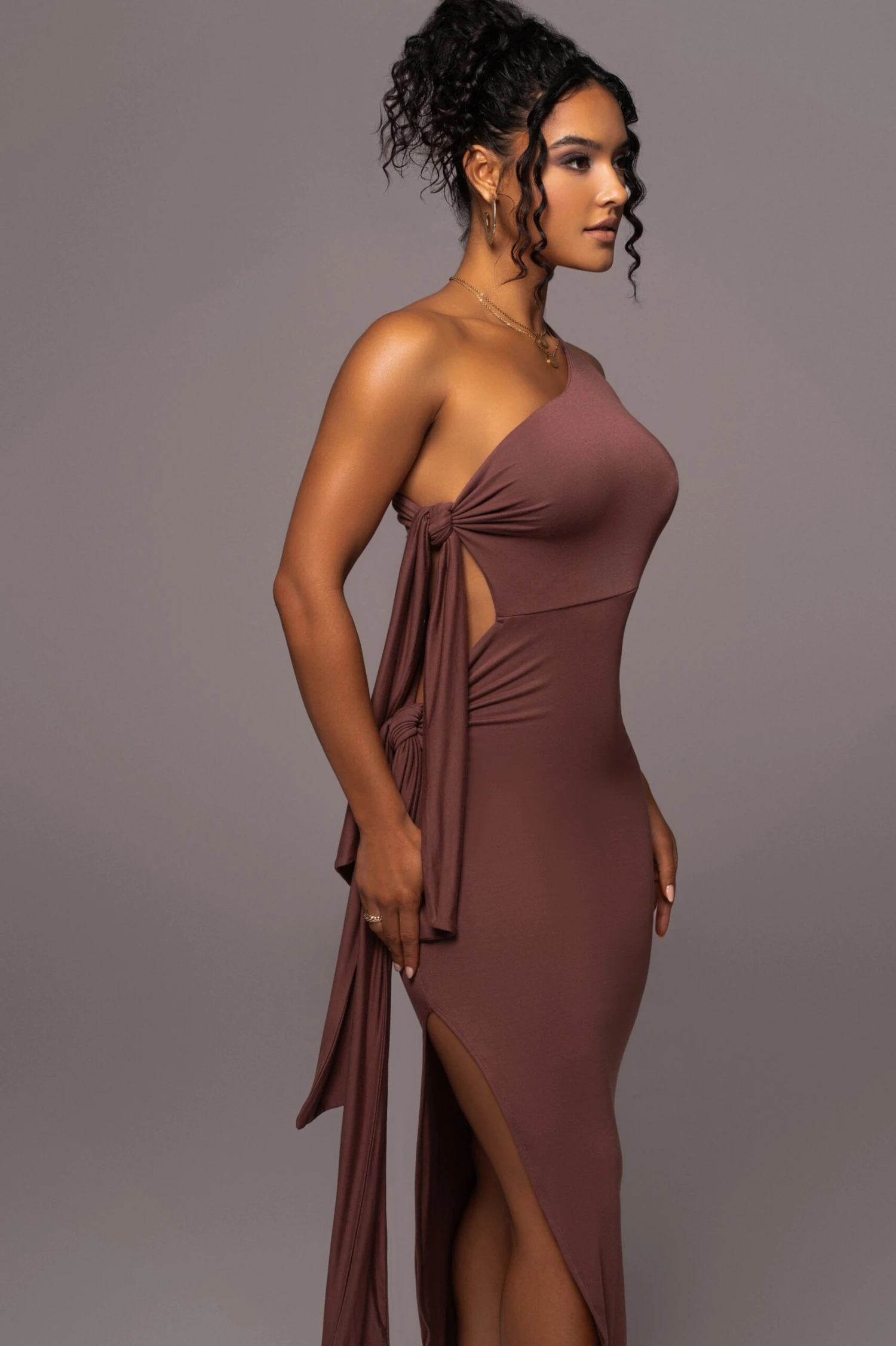 Chocolate Out Of Mind One Shoulder Dress 4 Chocolate Out Of Mind One Shoulder Dress - Image 2