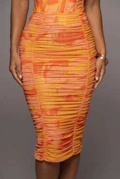 Orange Costa Rica Floral Skirt -Jluxlabel Dress Shop PRODUCT JUL132022 58