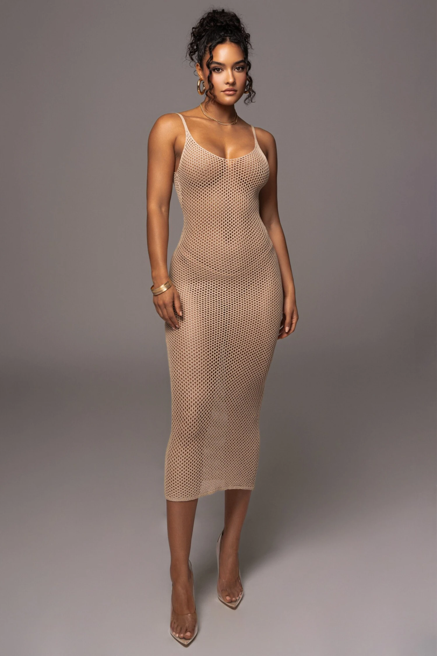 Beige Almost Paradise Netted Maxi Dress 6 Beige Almost Paradise Netted Maxi Dress - Image 4