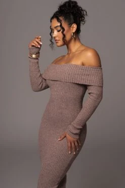 Brown Take A Chance Off-Shoulder Dress -Jluxlabel Dress Shop PRODUCT JUL132023 ASAPMISSING 50