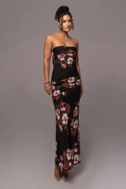 Red Floral Break Free Strapless Maxi Dress -Jluxlabel Dress Shop PRODUCT JUL132023 CHIFFON 131