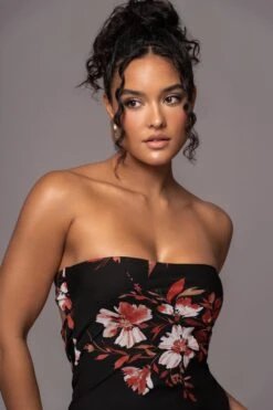 Red Floral Break Free Strapless Maxi Dress -Jluxlabel Dress Shop PRODUCT JUL132023 CHIFFON 138