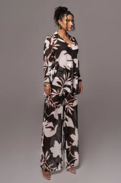 Ivory Floral Between Us Printed Button Up -Jluxlabel Dress Shop PRODUCT JUL132023 CHIFFON 182