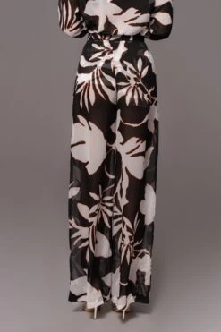 Ivory Floral Stay For A While Printed Trousers -Jluxlabel Dress Shop PRODUCT JUL132023 CHIFFON 190