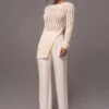 Cream Natalya Rib Knit Top -Jluxlabel Dress Shop PRODUCT JUL132023 CHIFFON 214