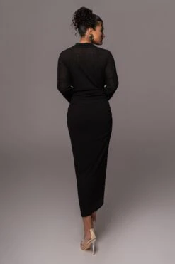 Black Sunlight Crinkled Mesh Skirt Set -Jluxlabel Dress Shop PRODUCT JUL132023 CHIFFON 255