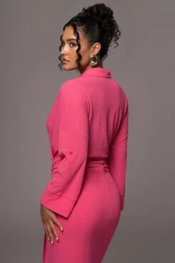 Fuchsia Sunlight Crinkled Mesh Skirt Set -Jluxlabel Dress Shop PRODUCT JUL132023 CHIFFON 265