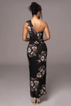 Grey Floral Dream Chiffon Dress -Jluxlabel Dress Shop PRODUCT JUL132023 CHIFFON 3158