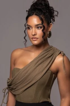 Olive New Obsession Draped Top 21 Olive New Obsession Draped Top -Jluxlabel Dress Shop PRODUCT JUL132023 CHIFFON 37