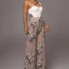 Purple Floral Josette Wide-Leg Pleated Pants