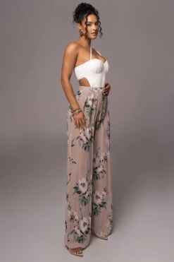 Purple Floral Josette Wide-Leg Pleated Pants -Jluxlabel Dress Shop PRODUCT JUL132023 CHIFFON 43