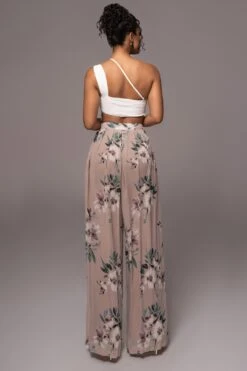 Purple Floral Josette Wide-Leg Pleated Pants -Jluxlabel Dress Shop PRODUCT JUL132023 CHIFFON 44