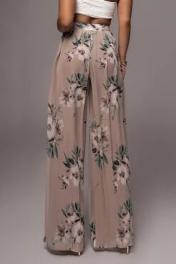Purple Floral Josette Wide-Leg Pleated Pants -Jluxlabel Dress Shop PRODUCT JUL132023 CHIFFON 46