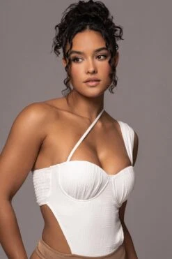 Natural Scenic One-Shoulder Linen Bodysuit -Jluxlabel Dress Shop PRODUCT JUL132023 CHIFFON 54