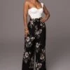 Grey Floral Josette Wide-Leg Pleated Pants -Jluxlabel Dress Shop PRODUCT JUL132023 CHIFFON 57