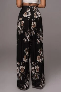Grey Floral Josette Wide-Leg Pleated Pants -Jluxlabel Dress Shop PRODUCT JUL132023 CHIFFON 62