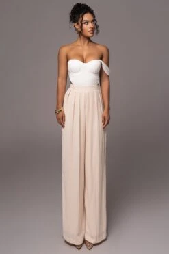 Ivory Josette Wide-Leg Pleated Pants -Jluxlabel Dress Shop PRODUCT JUL132023 CHIFFON 65