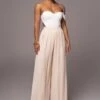 Ivory Josette Wide-Leg Pleated Pants