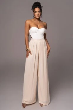 Ivory Josette Wide-Leg Pleated Pants -Jluxlabel Dress Shop PRODUCT JUL132023 CHIFFON 68