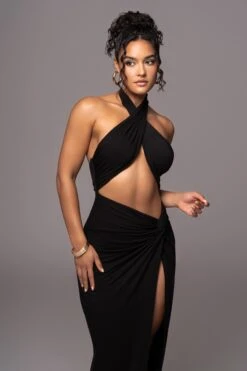 Black Tamara Halter Midi Dress -Jluxlabel Dress Shop PRODUCT JUL132023 CHIFFON 7