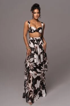 White Floral Printed Love Two-Piece Set -Jluxlabel Dress Shop PRODUCT JUL132023 CHIFFON 93