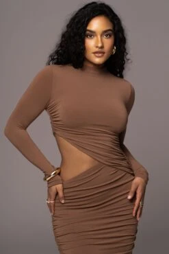 Pecan Clear Skies Mock Neck Dress -Jluxlabel Dress Shop PRODUCT JUL192023 AUGDROP1 162