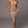 Tan Denise Ruched Dress