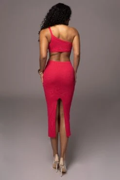 Fuchsia Ruth One Shoulder Dress -Jluxlabel Dress Shop PRODUCT JUL192023 NEWRESHOOTS 5