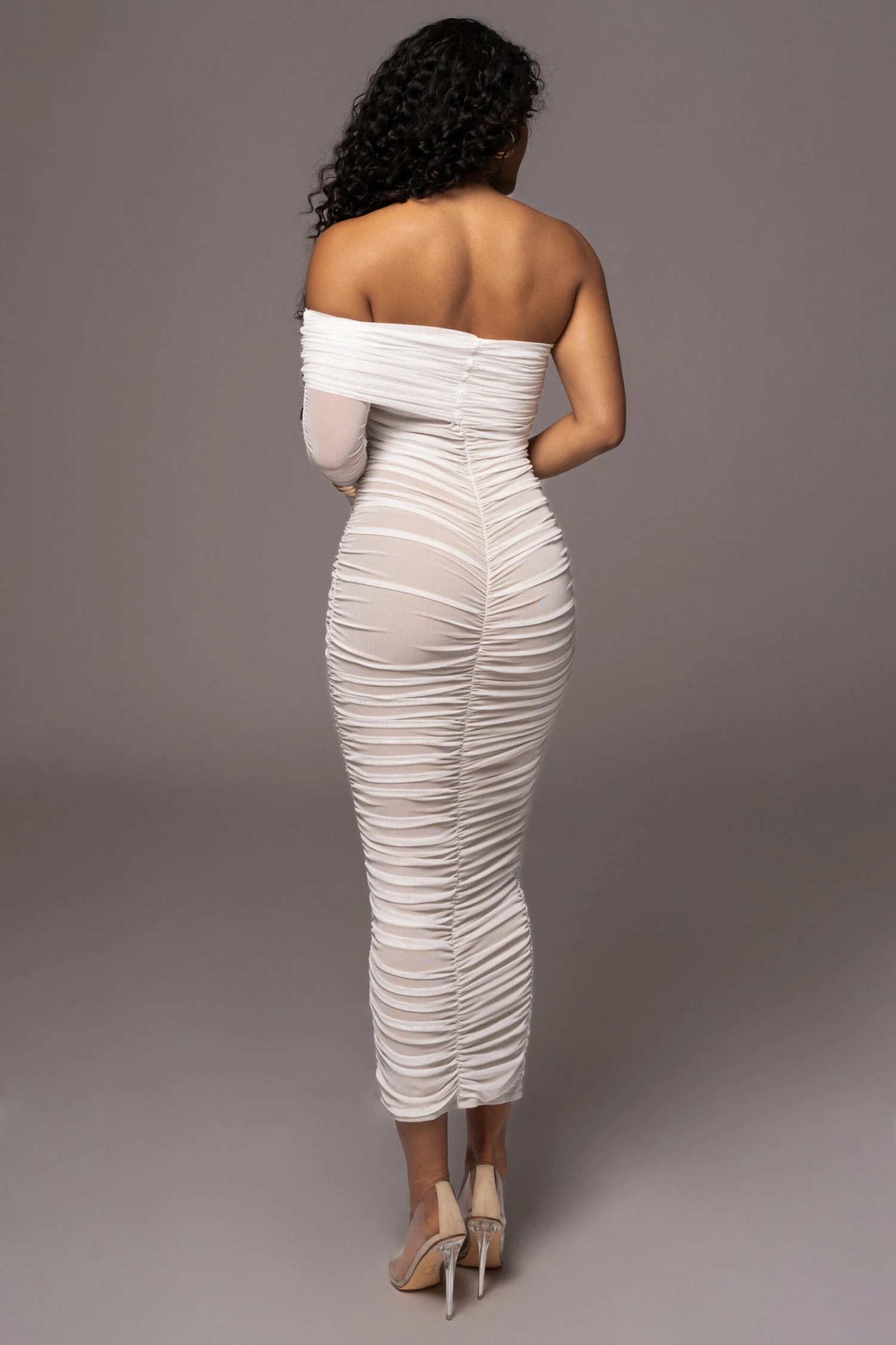 White Denise Ruched Dress 12 White Denise Ruched Dress - Image 10