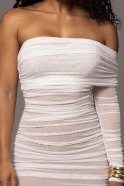 White Denise Ruched Dress 18 White Denise Ruched Dress -Jluxlabel Dress Shop PRODUCT JUL192023 NEWRESHOOTS 89
