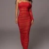 Red Denise Ruched Dress -Jluxlabel Dress Shop PRODUCT JUL192023 NEWRESHOOTS 93