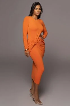 Jluxbasix Orange Modern Lovers Midi Dress 21 Jluxbasix Orange Modern Lovers Midi Dress -Jluxlabel Dress Shop PRODUCT JUL222022 BASIX 100