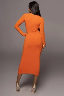 Jluxbasix Orange Modern Lovers Midi Dress 22 Jluxbasix Orange Modern Lovers Midi Dress -Jluxlabel Dress Shop PRODUCT JUL222022 BASIX 101