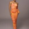 Orange Capri Ruched Dress -Jluxlabel Dress Shop PRODUCT JUL262023 ASAP 23