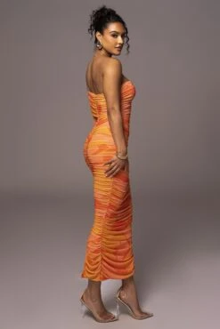 Orange Capri Ruched Dress -Jluxlabel Dress Shop PRODUCT JUL262023 ASAP 25