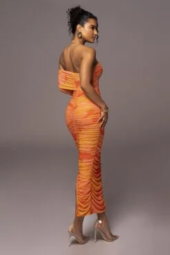 Orange Capri Ruched Dress -Jluxlabel Dress Shop PRODUCT JUL262023 ASAP 26