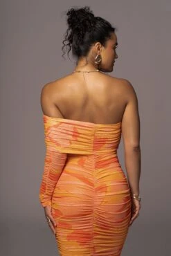 Orange Capri Ruched Dress -Jluxlabel Dress Shop PRODUCT JUL262023 ASAP 28