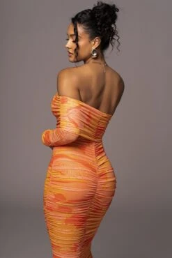 Orange Capri Ruched Dress -Jluxlabel Dress Shop PRODUCT JUL262023 ASAP 29