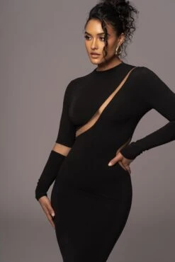 Noir Show Stopper High Neck Dress -Jluxlabel Dress Shop PRODUCT JUL262023 AUGDROP12 108